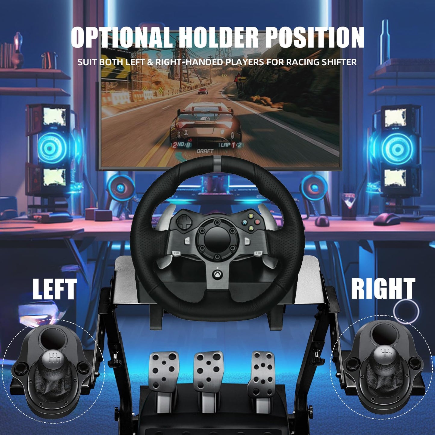 Grefinity Racing Wheel Stand?Height Adjustable Steering Wheel Stand Racing Simulator Cockpit for Logitech G920 G29 G923 G27 G25, Thrustmaster T300RS