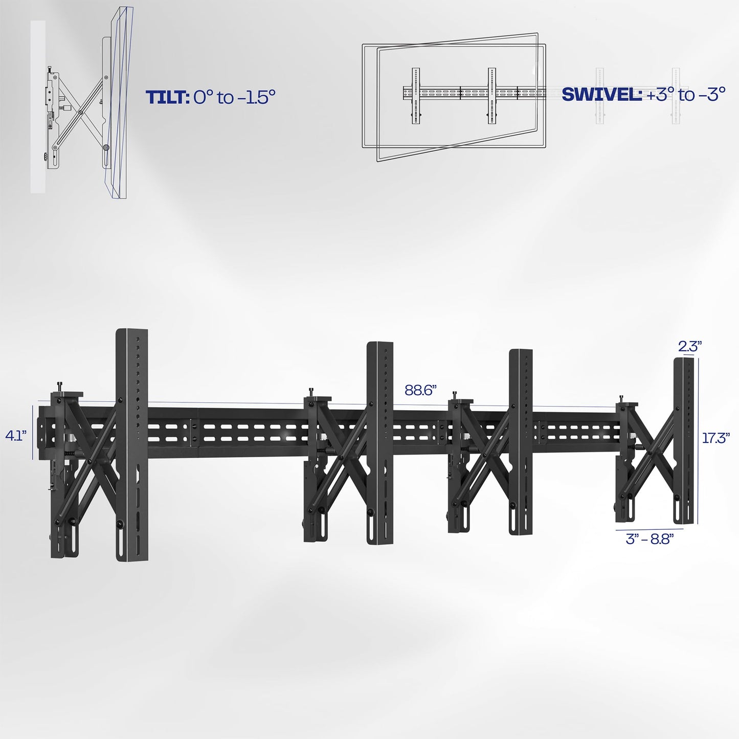 VIVO Pop-Out Steel 1x2 Video Wall Mount, Fits 2 TV Screens 37 to 65 inches, Wide VESA Range and Screen Leveling, Holds up to 308 lbs, Black