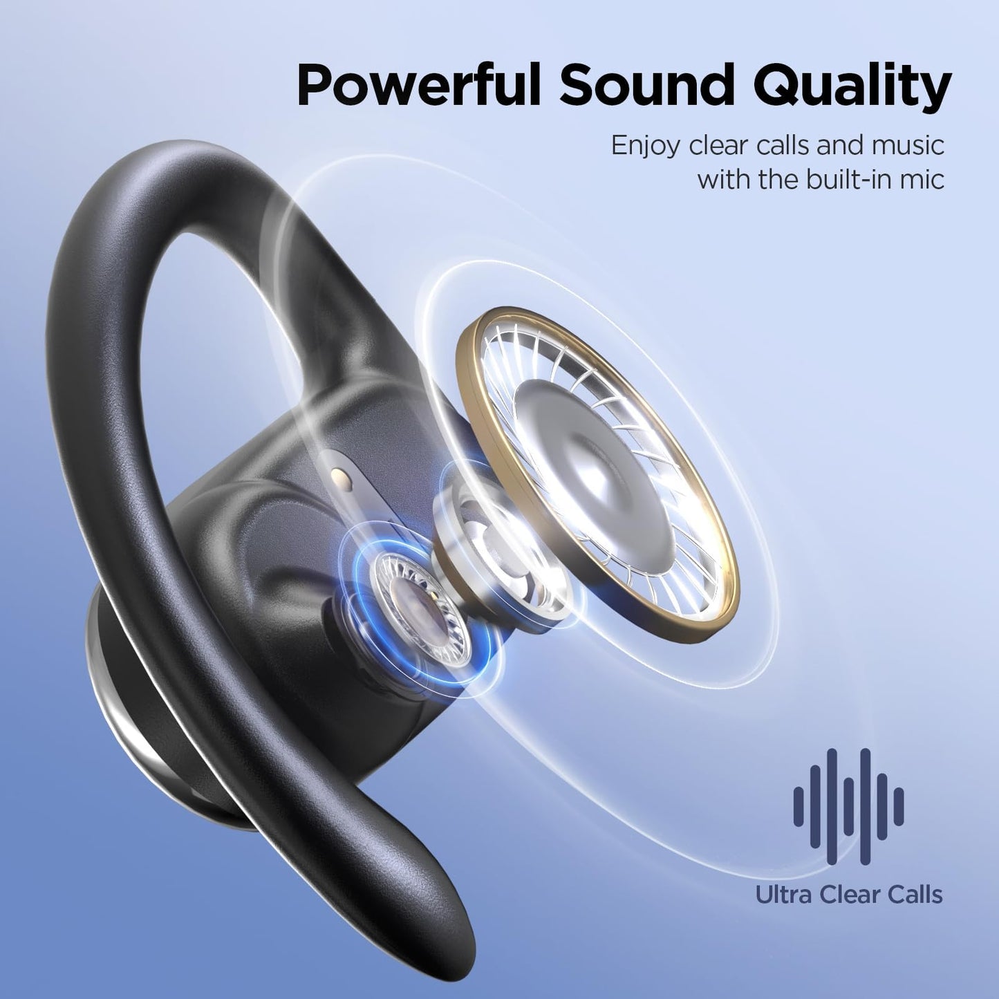 Open Ear Wireless Headphones Air Conduction Earbuds with Mic 42H Playtime Clear Calls LED Digital Display Over Earphones Lightweight Waterproof…