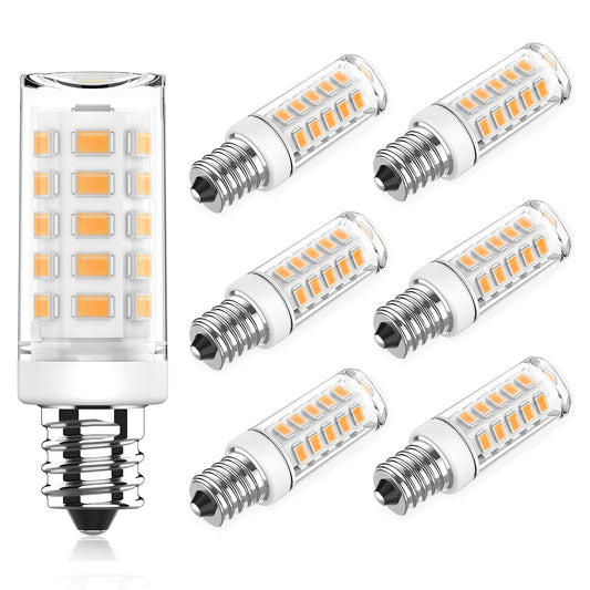 KLG E12 LED Bulb, Mini Candelabra Base, 4W (40W Equivalent), 3000K Warm White Non-Dimmable, T3/T4 Small Bulb for Ceiling Fans and Chandeliers, 6 Pack