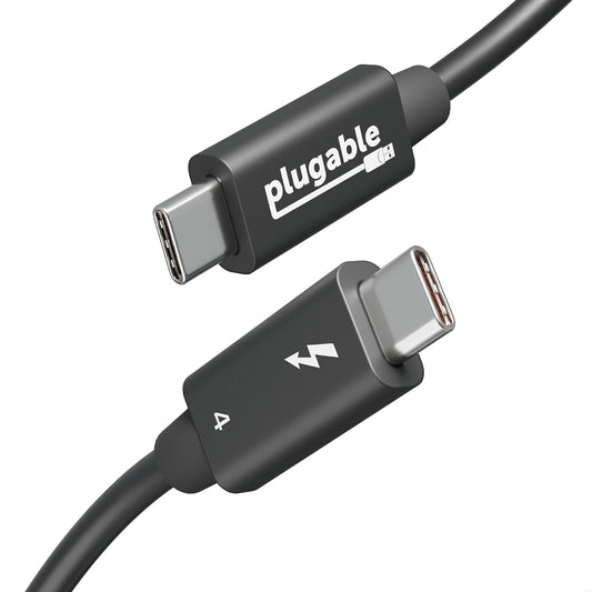 Plugable Thunderbolt 4 Cable 240W EPR Charging, 1M (3.3ft), Thunderbolt Certified, 40Gbps Data, Dual 4K or 1x 8K Display, Compatible with USB4