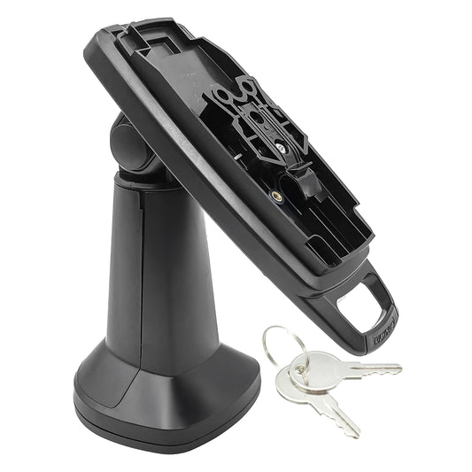 ENS Tailwind Ingenico Lane/3000/7000/8000 7" Latch and Key Lock Pole Mount Terminal Stand, Adhesive Installation, Black