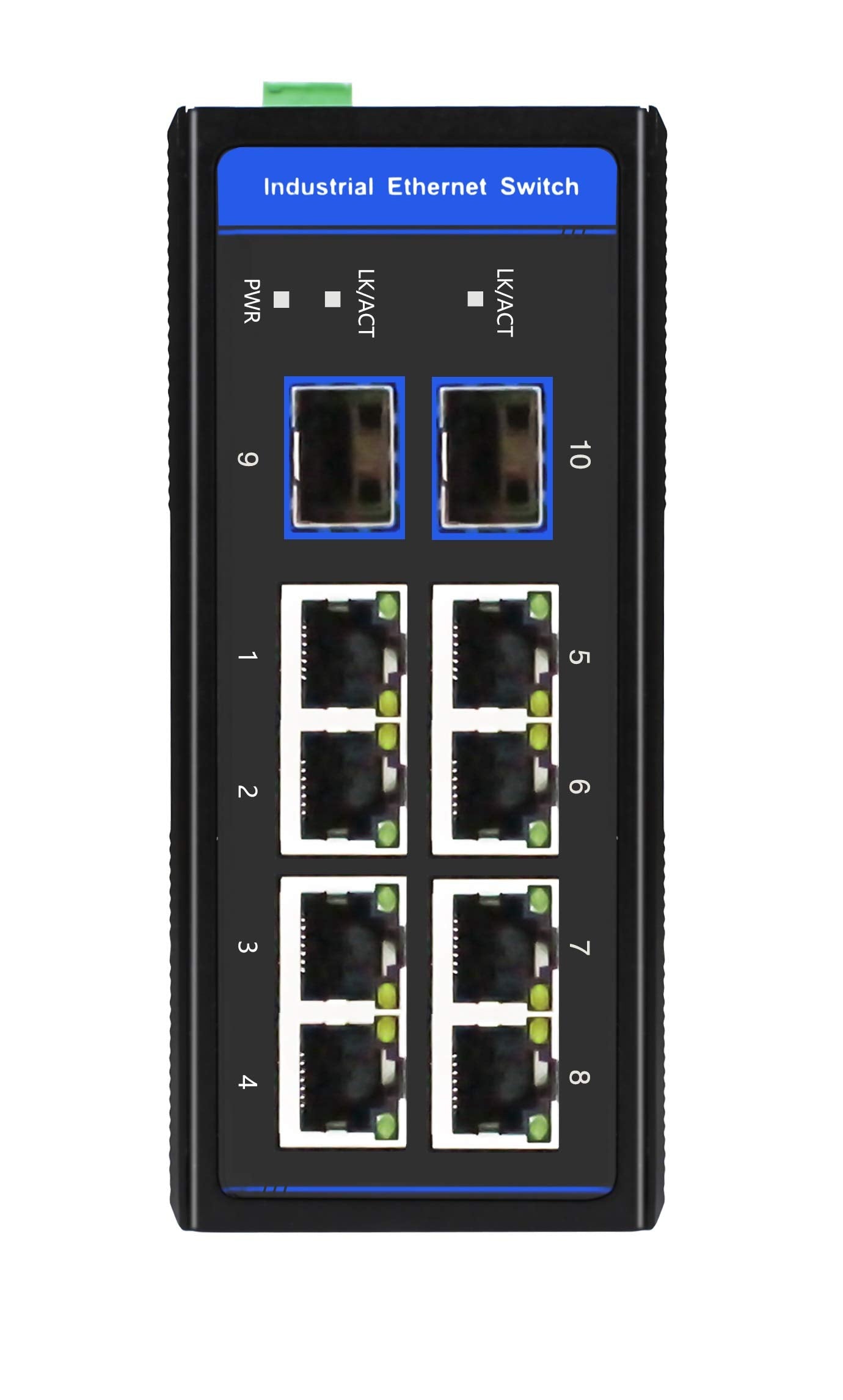 HGW-808S - 8x RJ45 + 8x SFP ports Gigabit Ethernet Industrial fiber switch, DIN rail mount, -40 to +75 Celsius