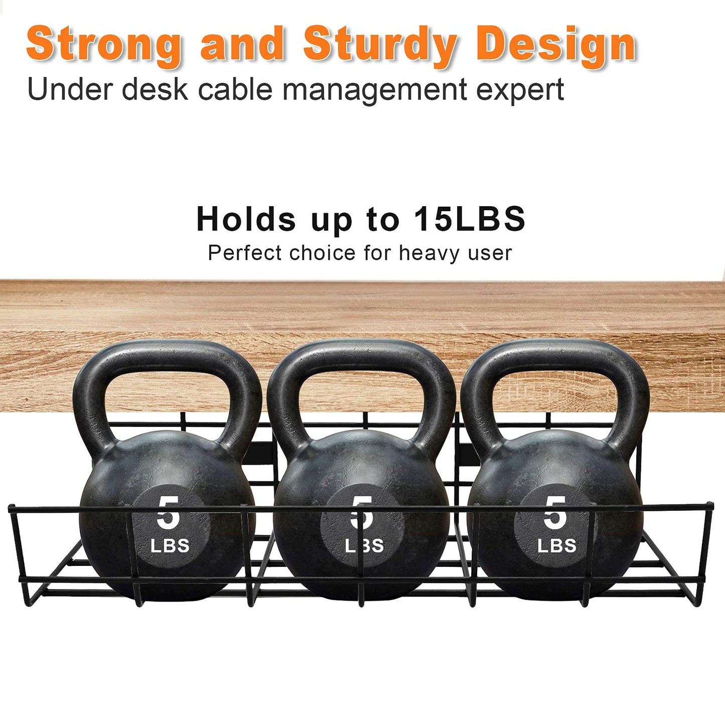 COYACOOL Under Desk Cable Management- 2 Pack Cord Organizer. Metal Wire Cable Management Tray for Office, Studio and Home. Super Sturdy Under Table