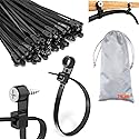 TriLnno Nylon Universal Cable Tie Buckle,Black Zip Ties Heavy Duty with Screw Hole 75lbs Mountable head Cable management Ties for Indoor & Outdoor Use