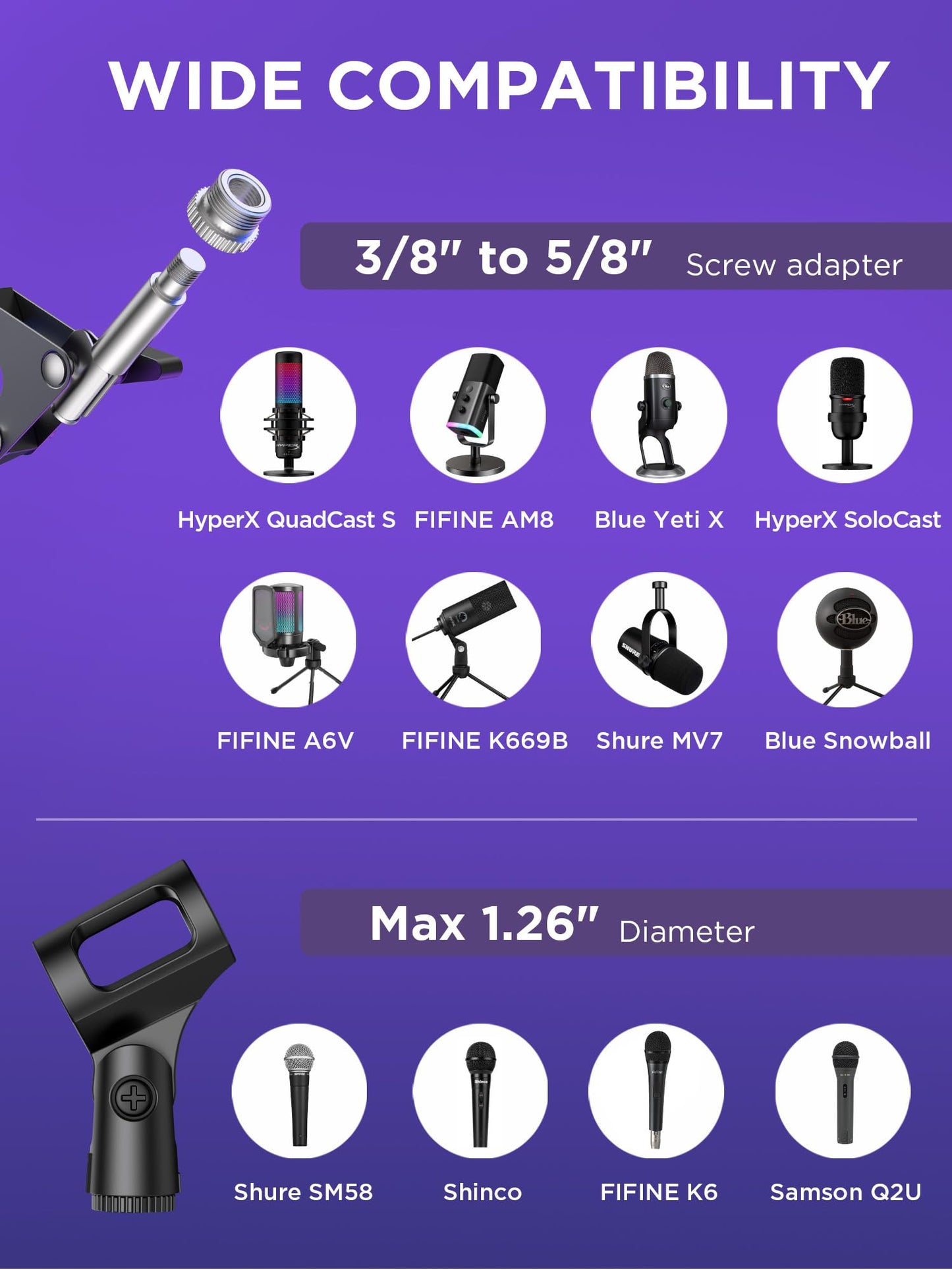 InnoGear Mic Stand for Blue Yeti, Heavy Duty Microphone Stand with Microphone Windscreen and Dual Layered Mic Pop Filter Suspension Boom Scissor Arm