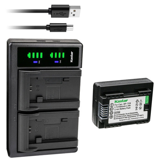 Kastar 1-Pack BP-709 Battery and LTD2 USB Charger Compatible with Canon VIXIA HF R600 HFR600, VIXIA HF R700 HFR700, VIXIA HF R800 HFR800, LEGRIA HF