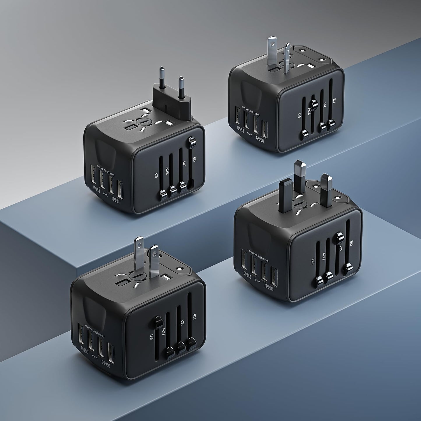 STATIK GloboCharge 12W Universal Travel Adapter Worldwide - International Power Adapter Plug Europe, UK, USA, Australia Slide Outlets, Universal…