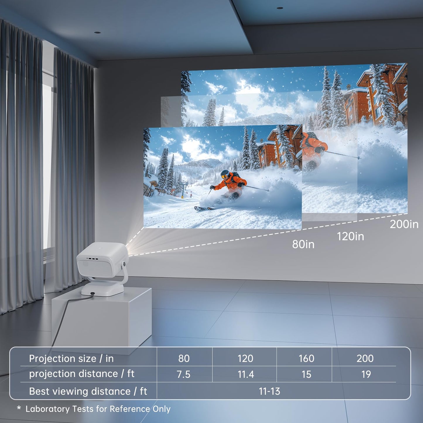 Portable WiFi Bluetooth Projector, 4K Support Smart Mini Projector with Rotatable Stand, 1080P FHD Home Cinema Projector for Movie Film, Work