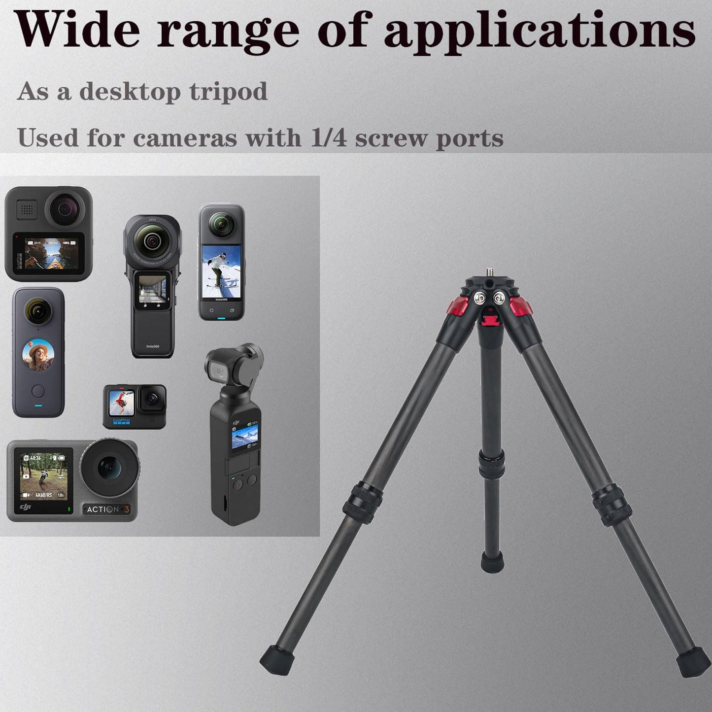Universal Carbon Fiber Mini Tripod for Gopro 11 9 8 Osmo Mobile/Gimbal Handle Grip Stabilizer/Smooth 4/Crane 2/Vimble 2/Ronin-S for insta360 Insta 360