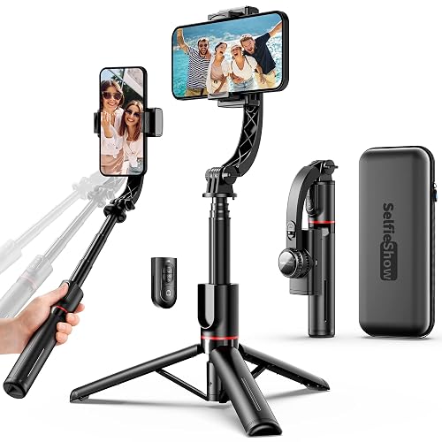 Smartphone Gimbal Stabilizer with Remote, Aluminum Extendable Selfie Stick Tripod, 360° Automatic Rotation, Auto Balance for Live Video Recording