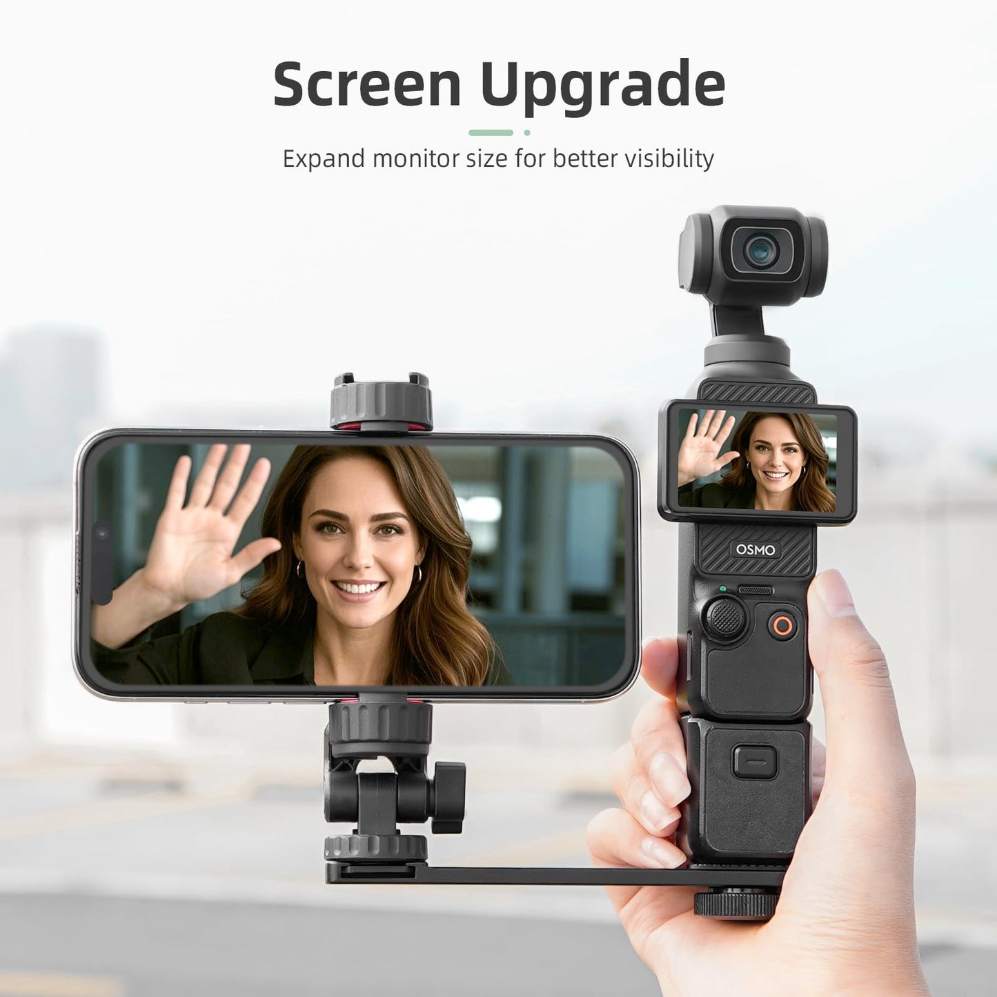 BRDRC Pocket 3 Phone Holder Mount, Metal Expansion Adapter Phone Clip with 1/4” Screw and Cold Shoe for DJI Osmo Pocket 3 Creator Combo Accessories