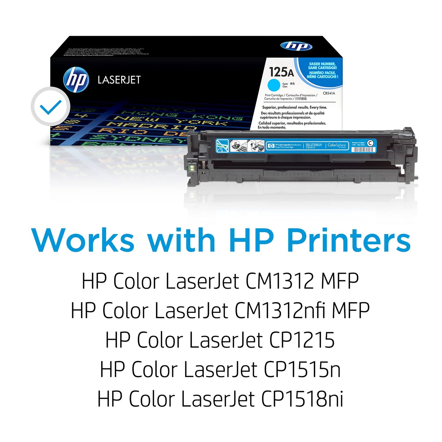 HP Original 125A Cyan Toner Cartridge | Works Color Laserjet CM1312 MFP Series, Color Laserjet CP1215, CP1515, CP1518 Series | CB541A