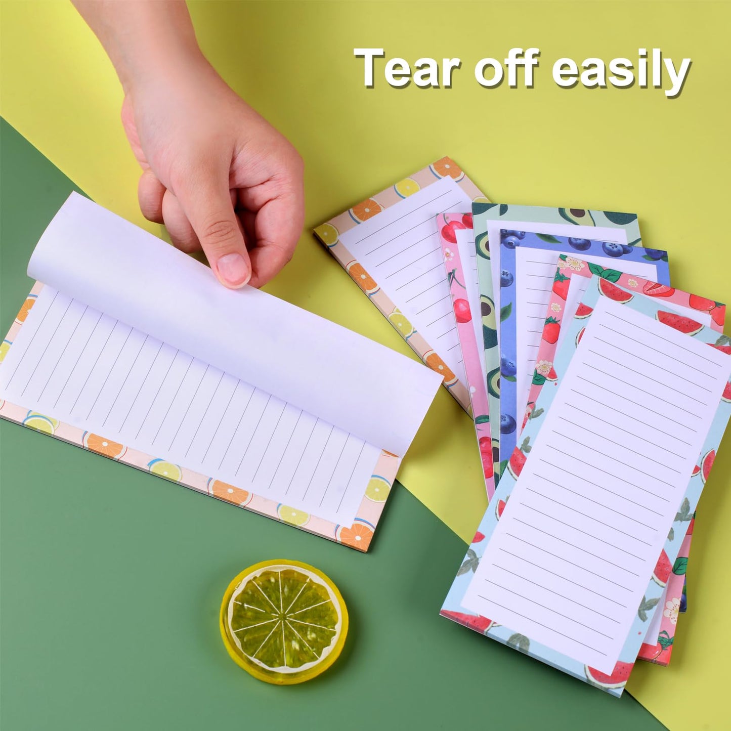 Joyberg 9 Pack Magnetic Notepads for Refrigerator, Magnetic Notepads for Refrigerator, Fruit Design Grocery List Pad for Fridge, Full Magnet Back