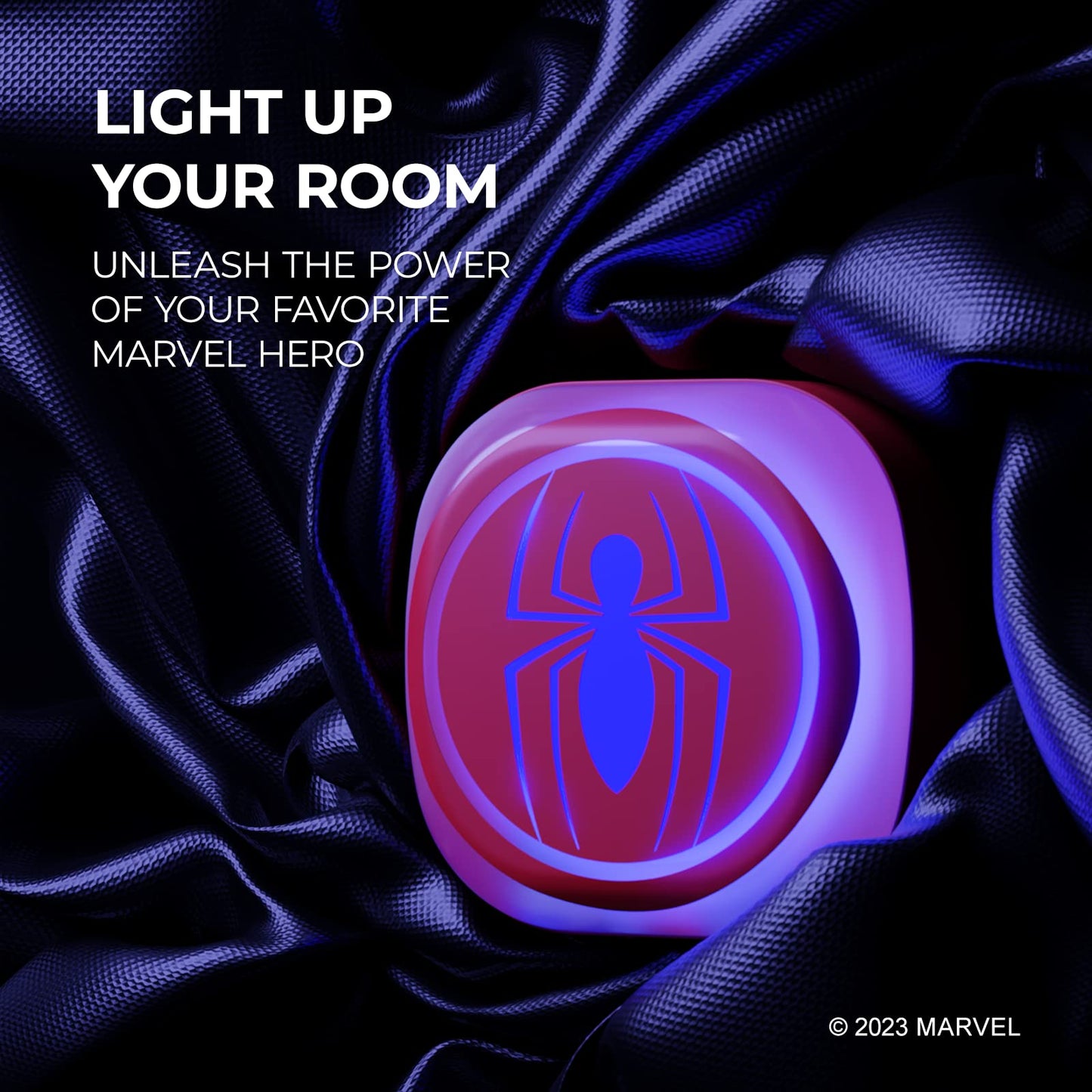 iJoy Marvel Spiderman Night Light with Touch LED and USB Charging Port- Spider Man Stuff/Spider-Man Gifts for Boys and Fans of Marvel- Foldable Plug