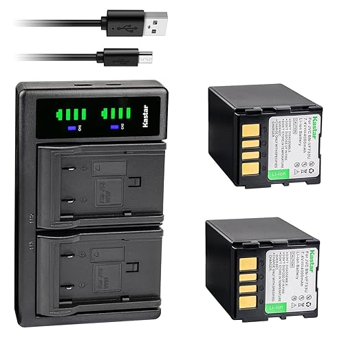 Kastar 2-Pack Battery + LTD2 Dual USB Charger Compatible with JVC GZ-MG30U GZ-MG30US GZ-MG31 GZ-MG31AC GZ-MG31U GZ-MG31US GZ-MG33 GZ-MG33EG GZ-MG37