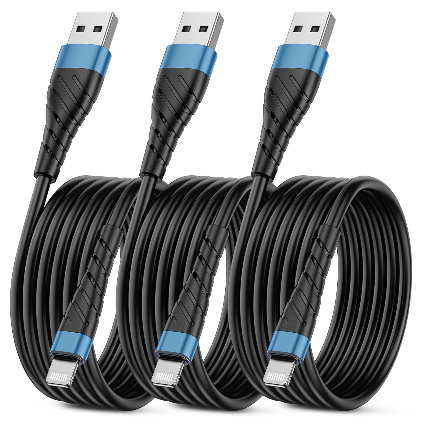 OIITH MFi Certified for iPhone Charger Cable 3 Pack 10 Ft, Extra Long for Lightning Charging Cord, Fast 2.4A for iPhone USB Cord Compatible