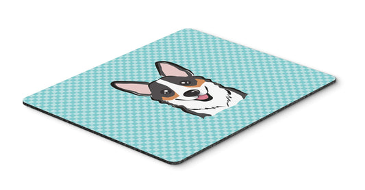 Caroline's Treasures BB1193MP Checkerboard Blue Corgi Mouse Pad, Hot Pad or Trivet for Home Office Gaming Working Computers Laptop Mouse Mat,Washable