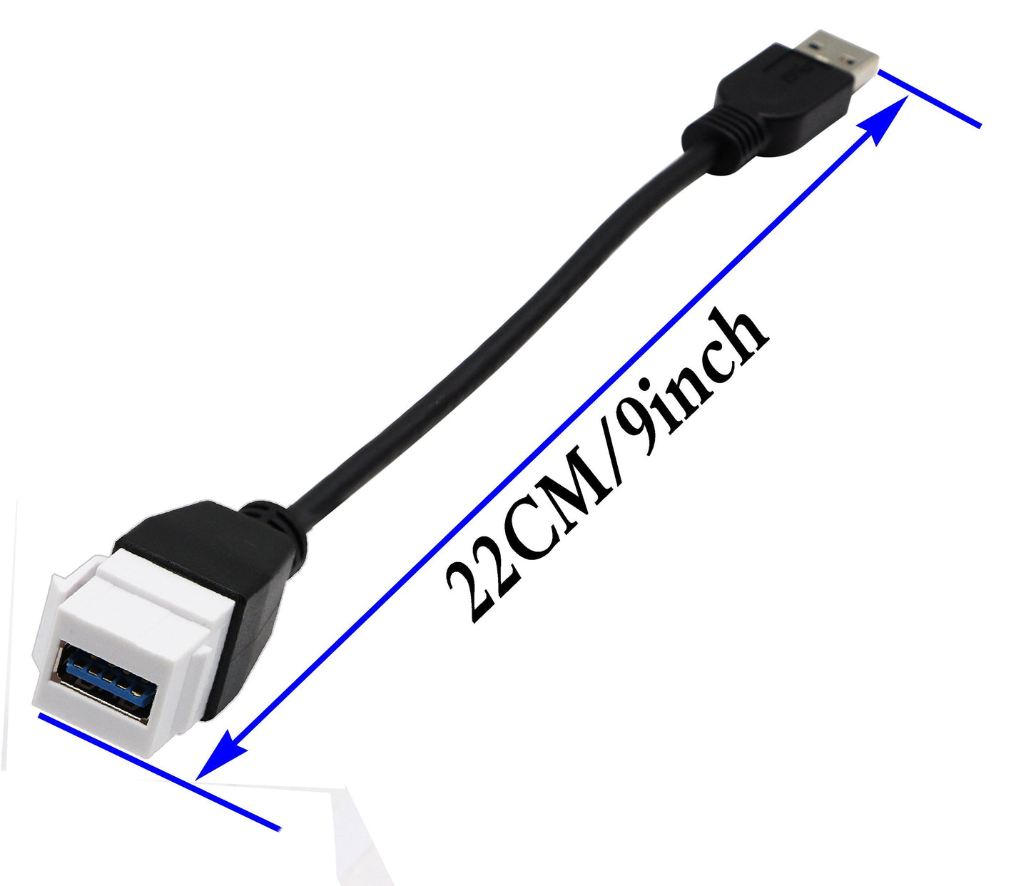zdyCGTime USB 3.0 Keystone Jack Inserts Cable, USB 3.0 A to USB A 3.0 Adapters Female to Male Connector Extension Cable for Wall Plate Outlet Panel