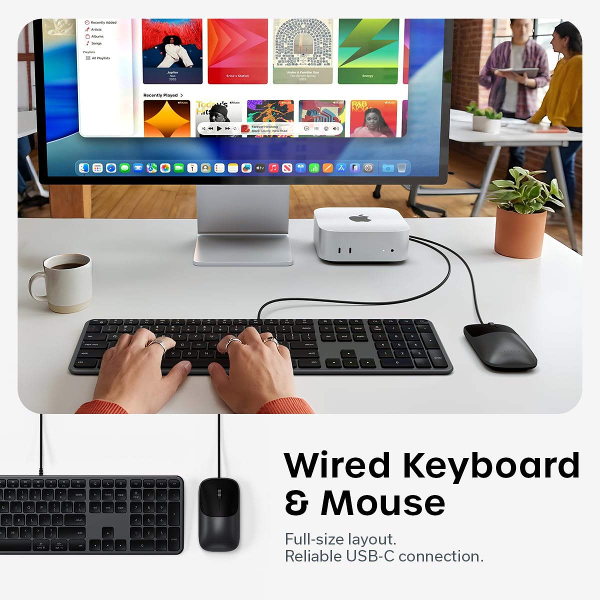 Satechi Slim CLX3 Wired Keyboard & Mouse Combo, USB-C, Space Black