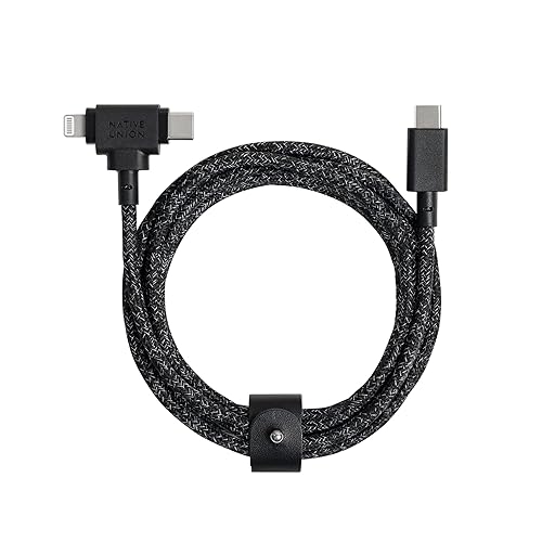 Native Union Belt Cable Duo - 5ft Ultra-Strong Braided Universal Charging Cable - Made with Recycled Materials - 2-in-1 Multi-Device MFi Certified…