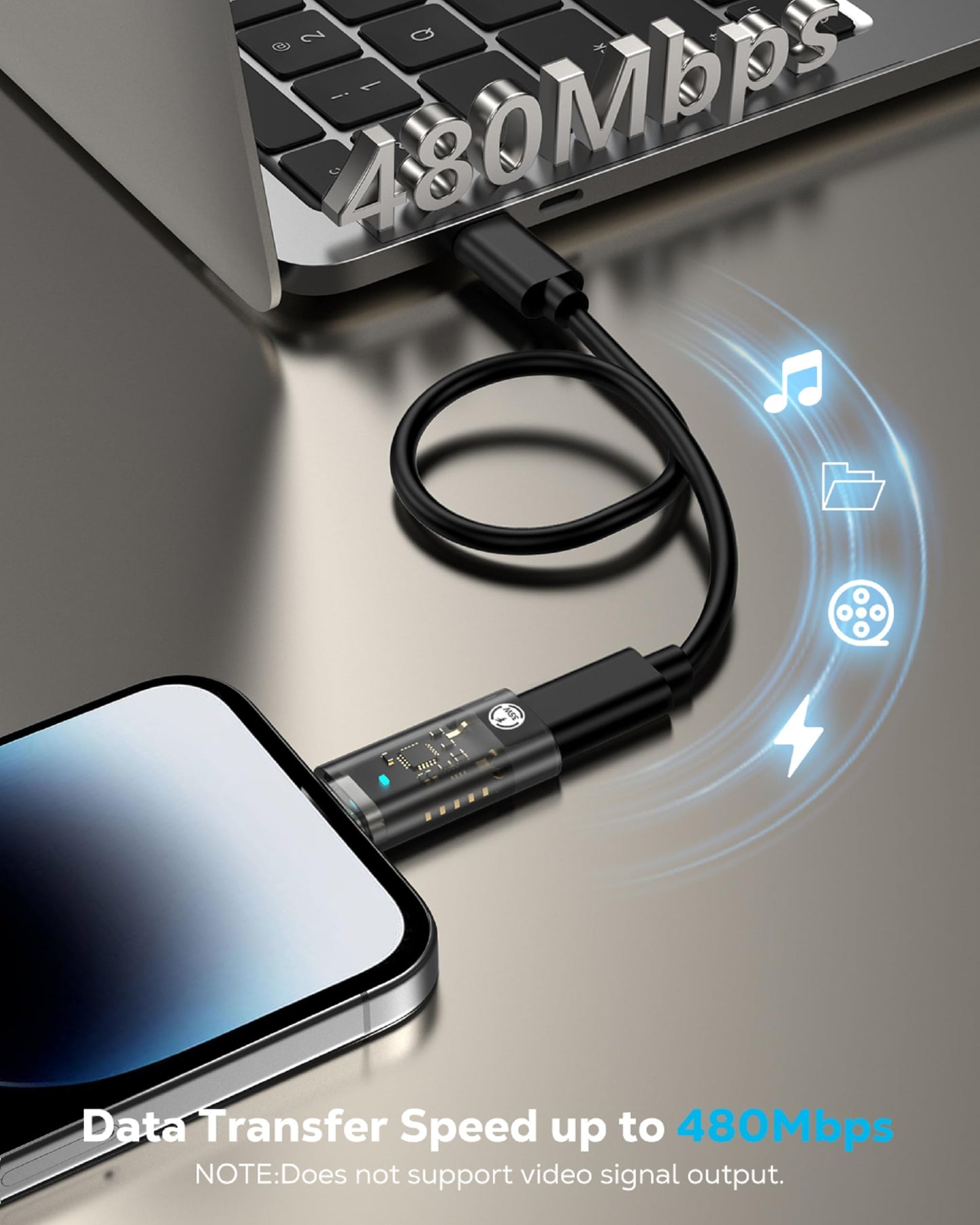 MoKo USB C to Lightning Adapter, Support 35W PD Fast Charging & Data Sync Lightning Male to USB C Female Adapter Compatible with iPhone…