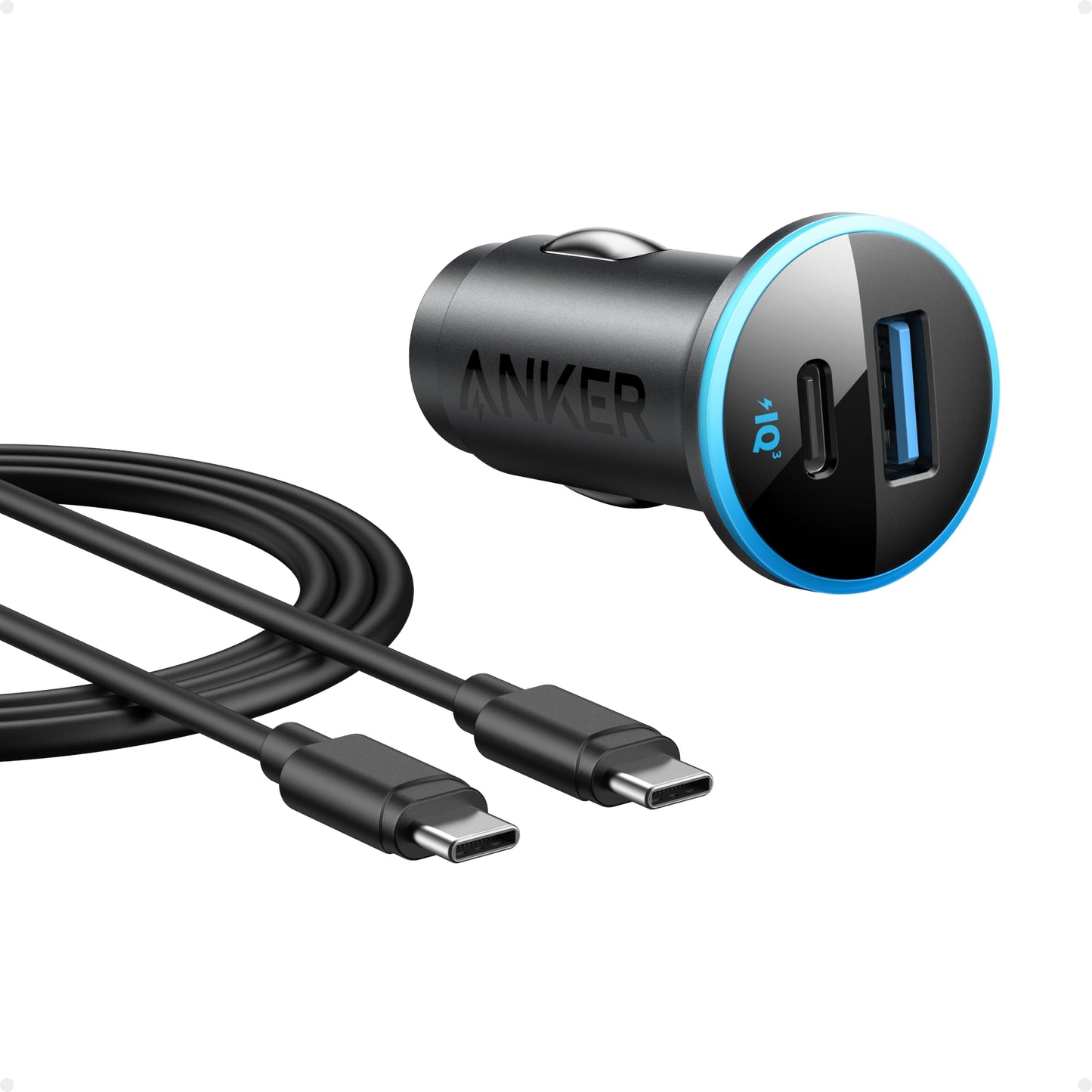 Anker 323 USB-C Car Charger Adapter, 52.5W Cigarette Lighter Charger with 30W PowerIQ 3.0 Fast Charging for iPhone 17/16/15/14/13/12 Series, Galaxy