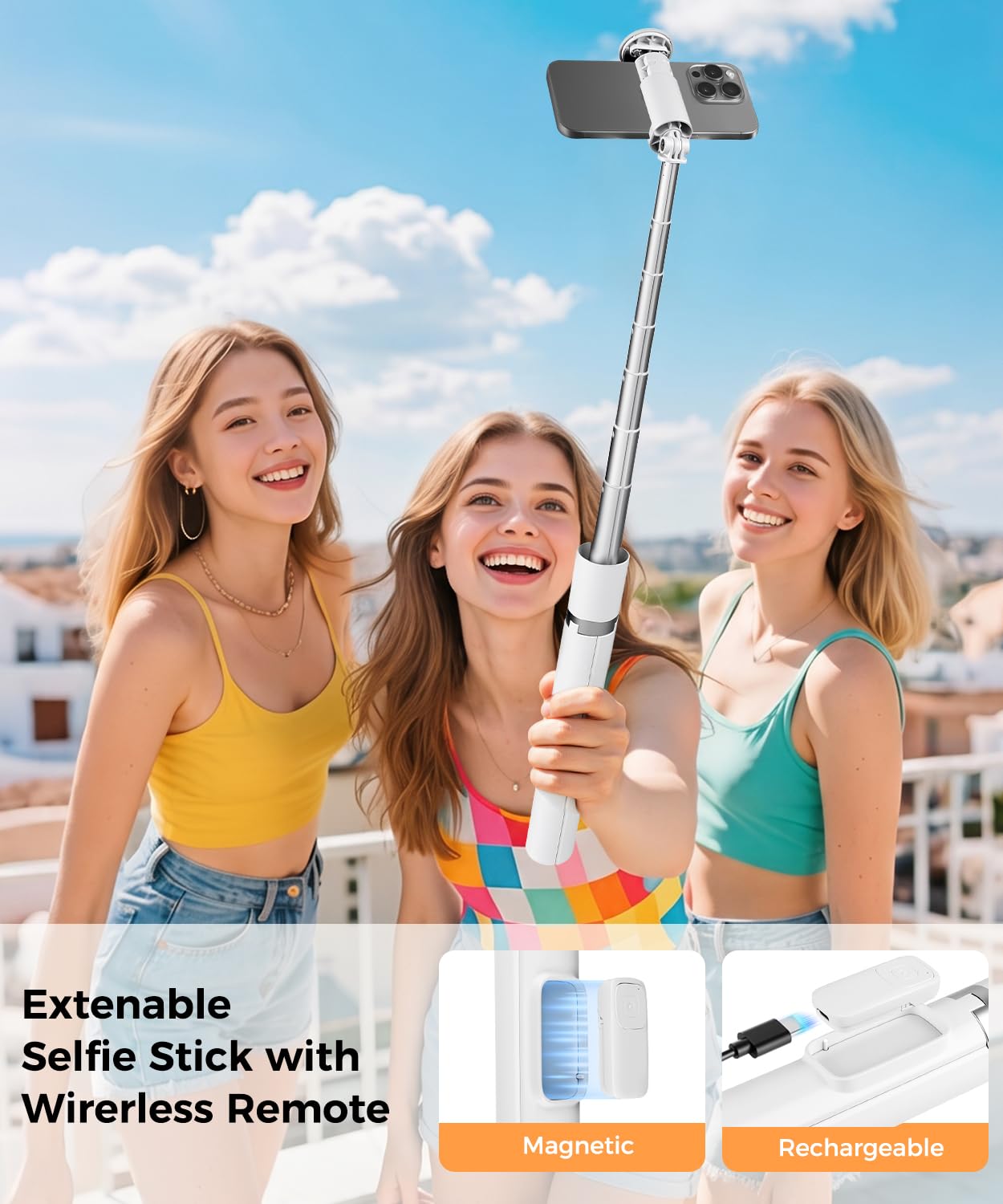 Victiv 68" Phone Tripod, Selfie Stick Tripod with Remote and Fill Light, [Tap-to-Open] iPhone Tripod Stand, Lightweight Cell Phone Stand for Video