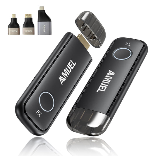 ???????? ?????????????? Wireless HDMI Transmitter and Receiver, Plug & Play with 3 HDMI Adapters, 98FT/5GHz HDMI Wireless Extender for Monitor, HDTV, Streaming