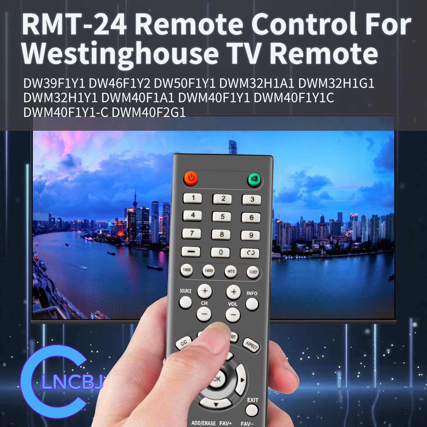 New RMT-24 Remote Control Compatible with Westinghouse TV DWM50F1Y1 WD32HT1360 WD55FB1530 WD50FC1120