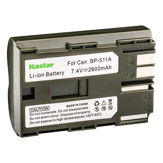 Kastar BP511 Li-ion Battery for Canon BP-511 BP511A BP-511A and Canon ZR10 ZR20 ZR25MC ZR30MC ZR40 ZR45MC ZR50MC ZR60 ZR65MC ZR70MC ZR80 ZR85 ZR90