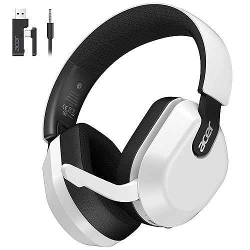 acer Wireless Gaming Headset for PS5/PS4, PC, Mac, 2.4GHz & Bluetooth 6.0 Gaming Headphone with Flip-to-Mute Mic, Lightweight Glasses-Friendly, 70H