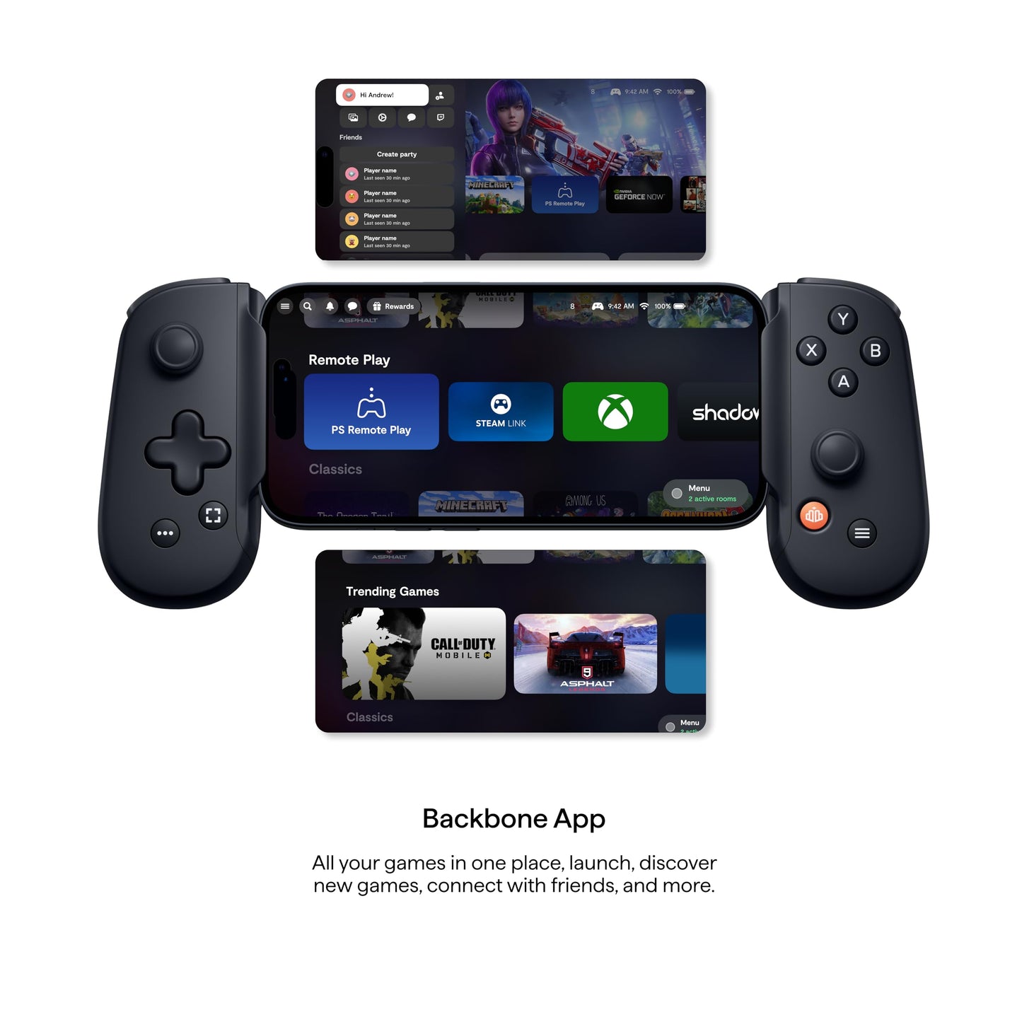 BACKBONE One Mobile Gaming Controller, USB-C Phone Controller for Android & iPhone 15/16/17 Series, 2nd Gen, Play Xbox, PlayStation, Fortnite, Call