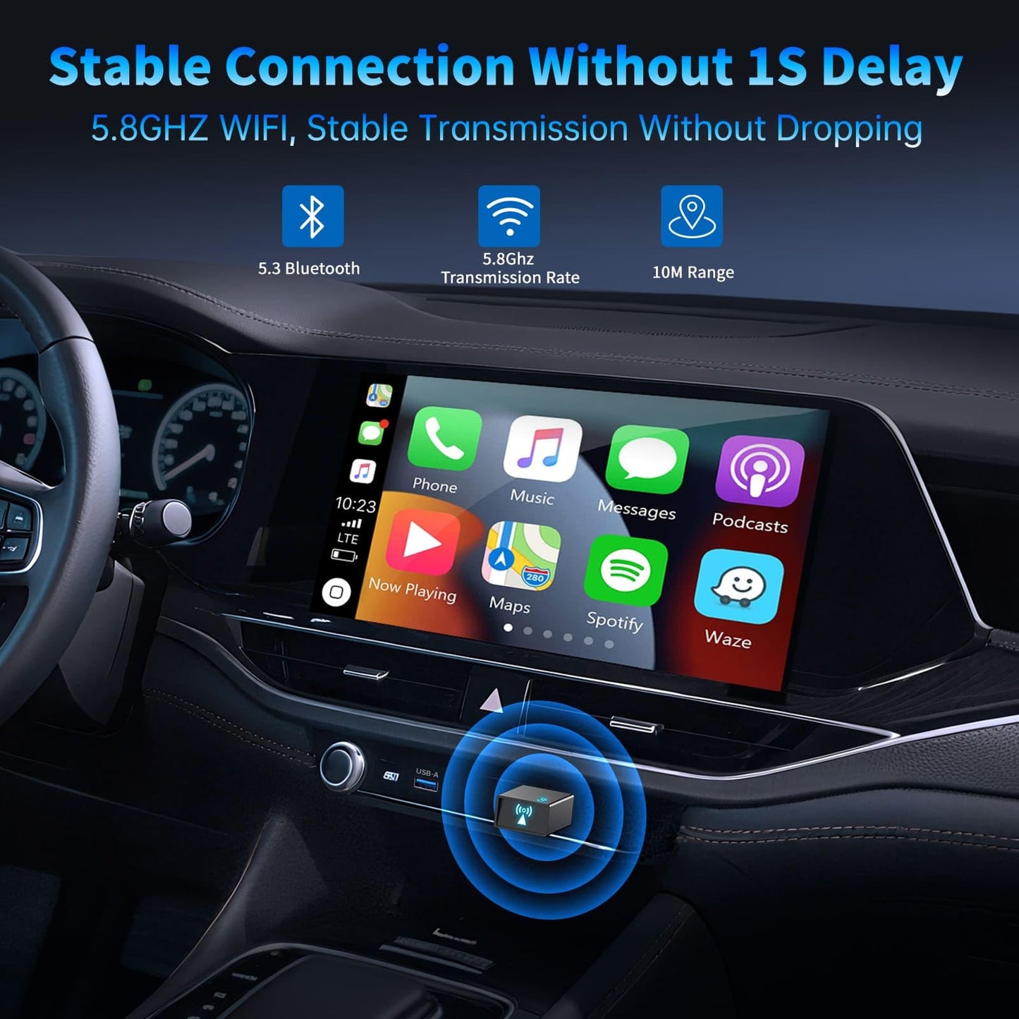 CNDPSTE Wireless CarPlay Adapter for iPhone 2026 Upgrade - Plug & Play Convert Wired to Wireless Compatible with Cars 2016+, iOS 10+ (USB A/USB-C)