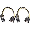 ELFJMZP 15-Pin SATA Male to 8 Pin (6+2 Pin) PCI-Express Female Video Card Power Adapter Cable(Pack of 2)