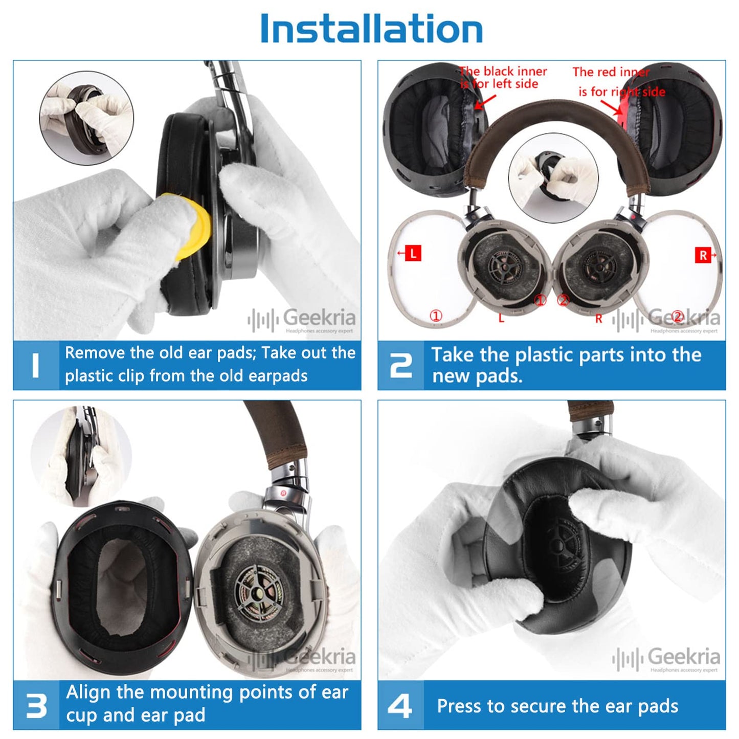 Geekria Replacement Ear Pads Compatible with Sony MDR-1A, MDR-1ADAC Headphones Ear Cushions, Repair Parts with Video Guide (Black)
