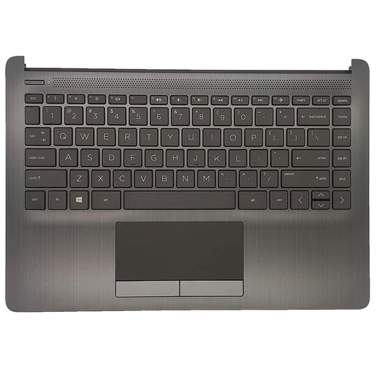 Replacement Upper Case Palmrest for HP 14Z-DK 14-DK 14-CF 14S-CF 14-DF Series Laptop Non-Backlit Keyboard Assembly Top Cover Touchpad L24818-001 Gray