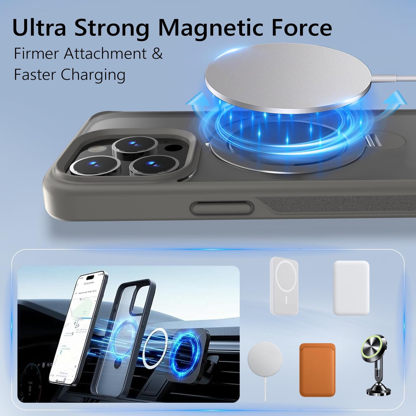 TaeliorTech Upgraded 360° Rotatable Magnetic Ring Stand for iPhone 14 Pro Case,Compatible with MagSafe,Military Drop Protection,Shockproof Matte
