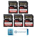 SanDisk 64GB (Five Pack) Extreme Pro Memory Card (SDSDXXU-064G-GN4IN) SDXC 4K V30 UHS-I with Everything But Stromboli 3.0 Combo Reader