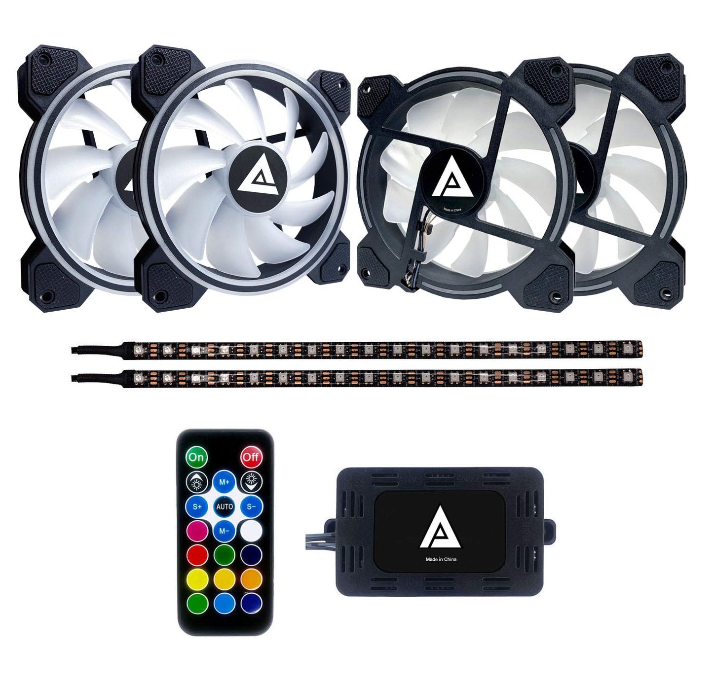 Apevia ET42-RGB Electro 120mm Silent RGB Color Changing LED Fan with Remote Control, 28x LEDs & 8X Anti-Vibration Rubber Pads w/ 2 Magnetic LED Strips