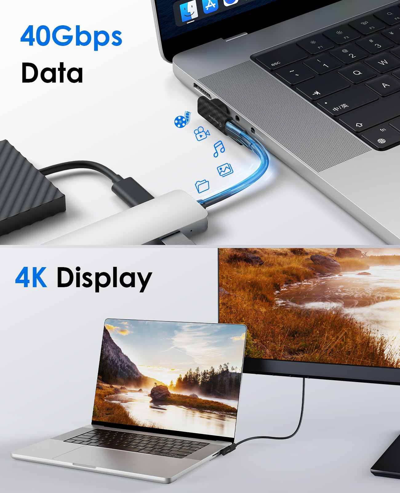 Magtame 2Pack 240W Magnetic USB C Right Angle Adapter, 24-Pin 90°USB-C Extender with Carbon Fiber Plastic Shell, Dust-Proof 40Gbps Fast Charging & 4K…