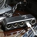 4 Way Car Charger Splitter Power Adapter with Multi Socket Dual USB 12V-24V Plug Charger for iPhone iPad Samsung GPS Dashcam