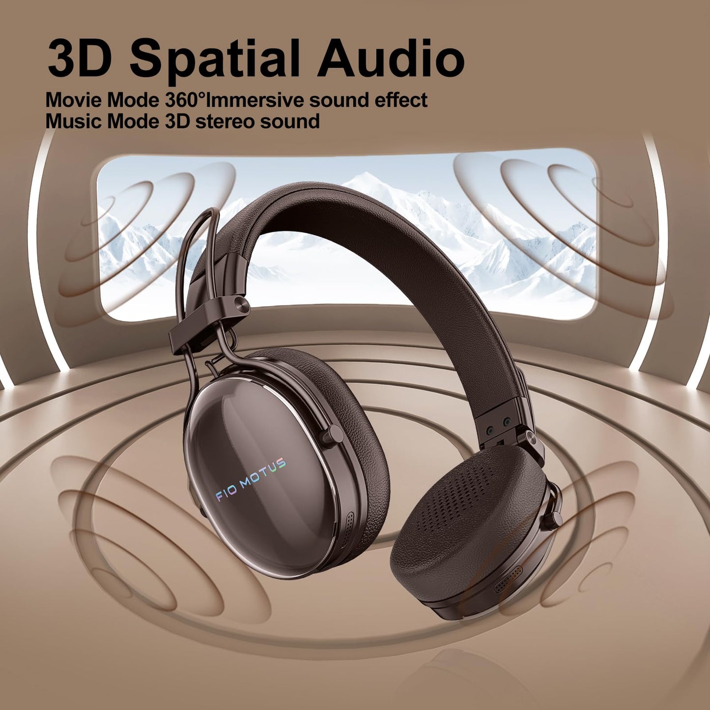 FIO MOTUS Active Noise Cancellation Wireless Bluetooth On-Ear Headphones:with - Hi Res Sound Up to 55H Battery Life, Lightweight, Comfortable…