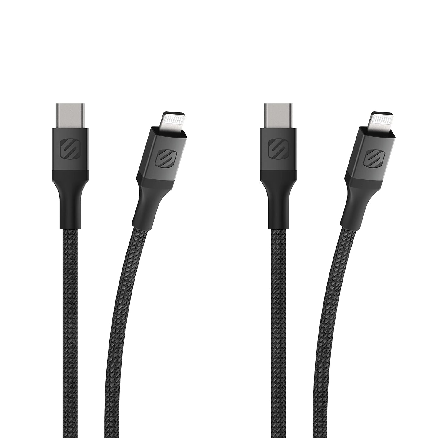Scosche Ci4B4SG-2PKBP0 MFi Certified USB-C to Lightning Cable | Fast Charging Braided Cord for Apple iPhone 14/13/12/11, iPad, AirPods Pro, Apple…