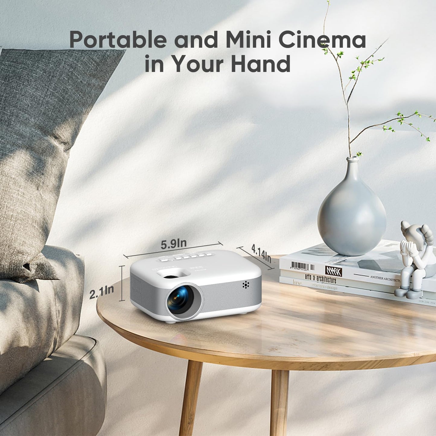PANSEBA Mini Projector, 2025 Upgraded 1080P HD Projector, Portable Projector with Bluetooth, Movie Projector Compatible with Smartphone/Laptop/TV