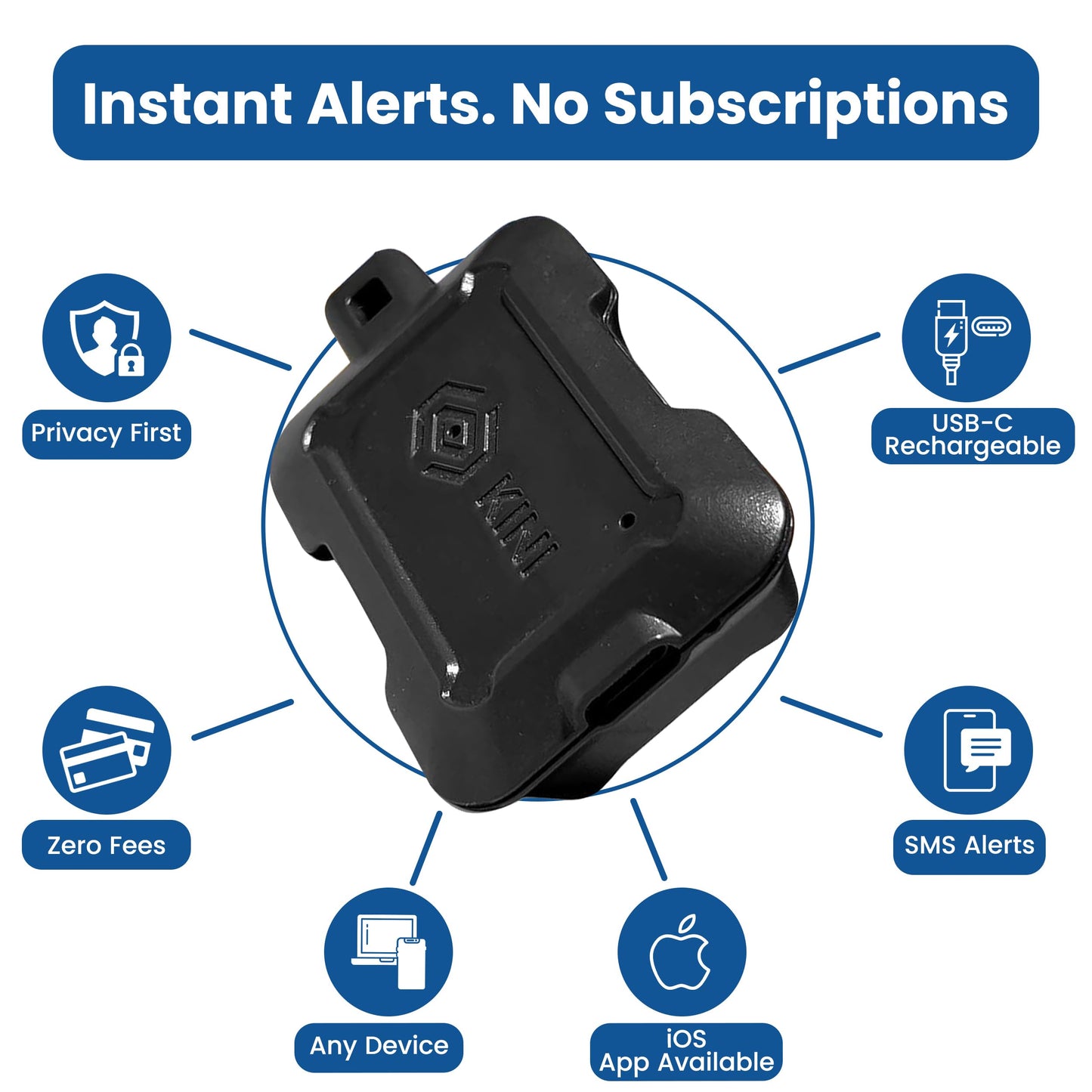 Instant Kini Safe Alert Wi-Fi Motion Sensor Alarm - Real-time SMS, Email, IFTTT - Great for Gun Safes, Cabinets, Office - Easy Install, No