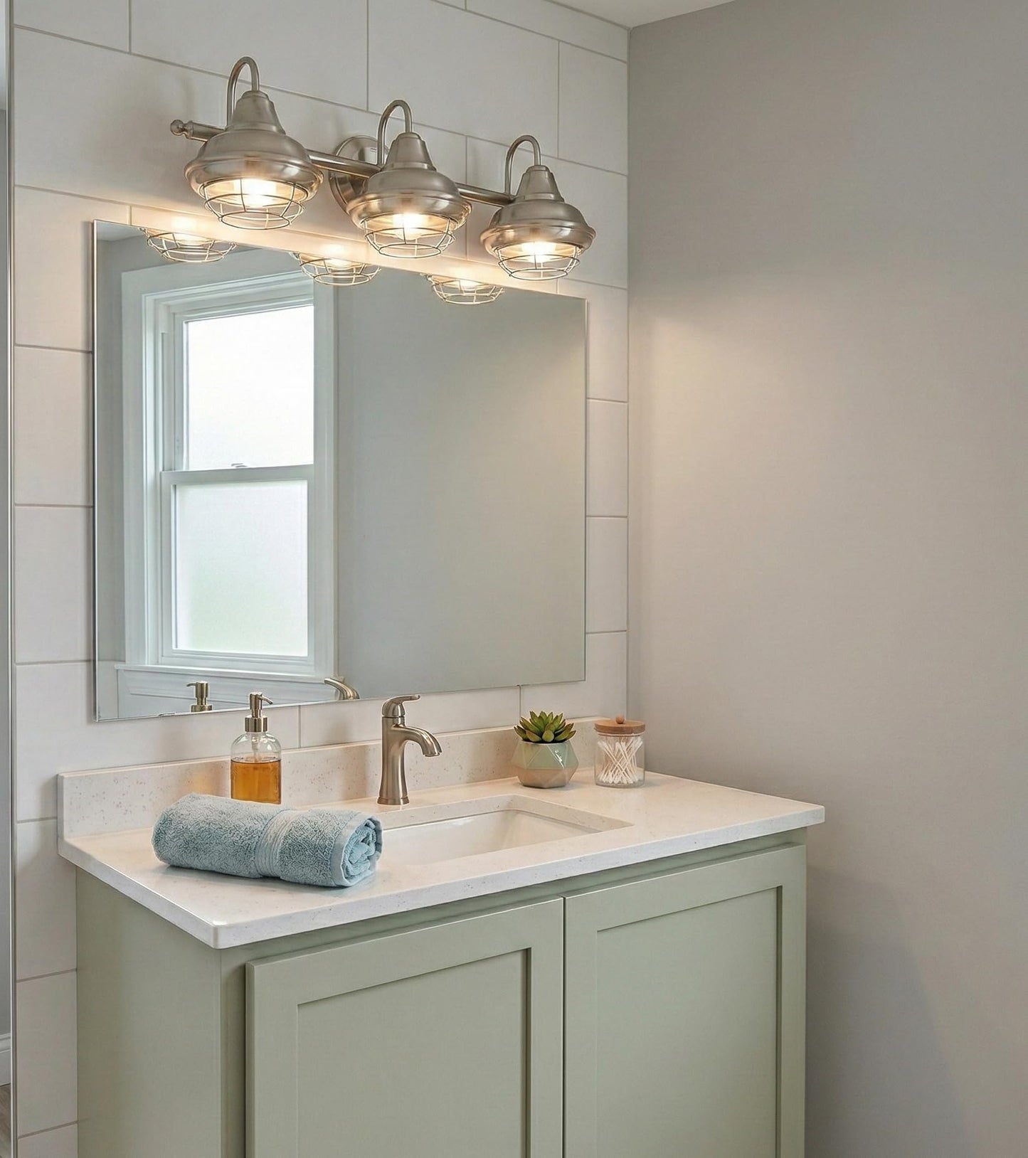 Designers Impressions Charleston Satin Nickel 3 Light Wall Sconce/Bathroom Fixture: 10012