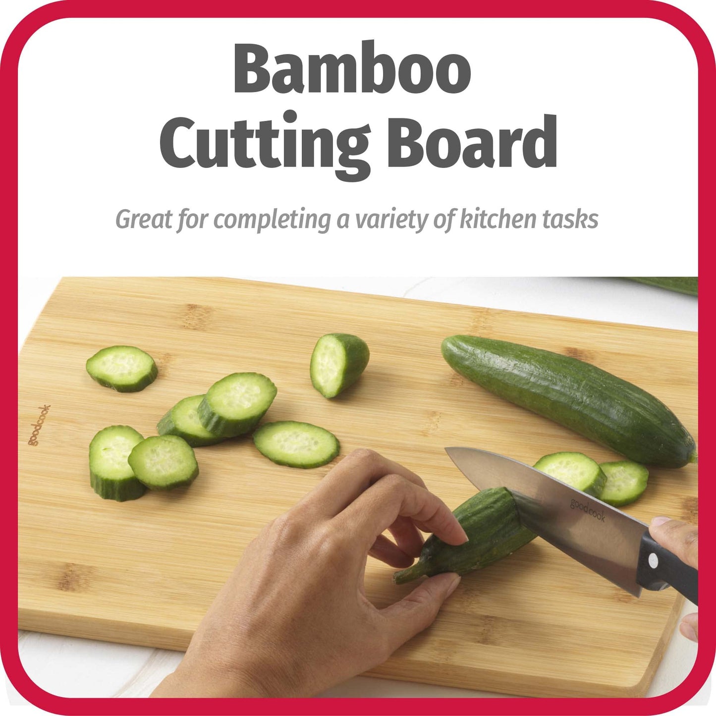 GoodCook Everyday 10" x 14" Bamboo Cutting Board, Durable Edge-Grain Wood, Moisture-Resistant, Knife-Friendly, Wooden Chopping Board for Kitchen…