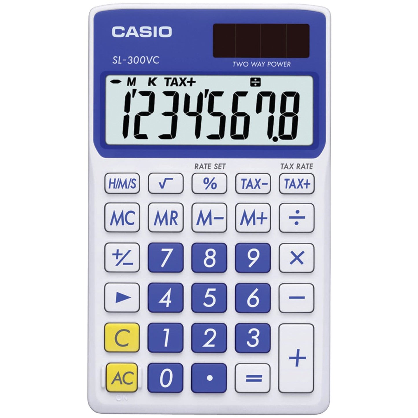 Casio SL-300VC, Solar Powered Standard Function Calculator, Blue