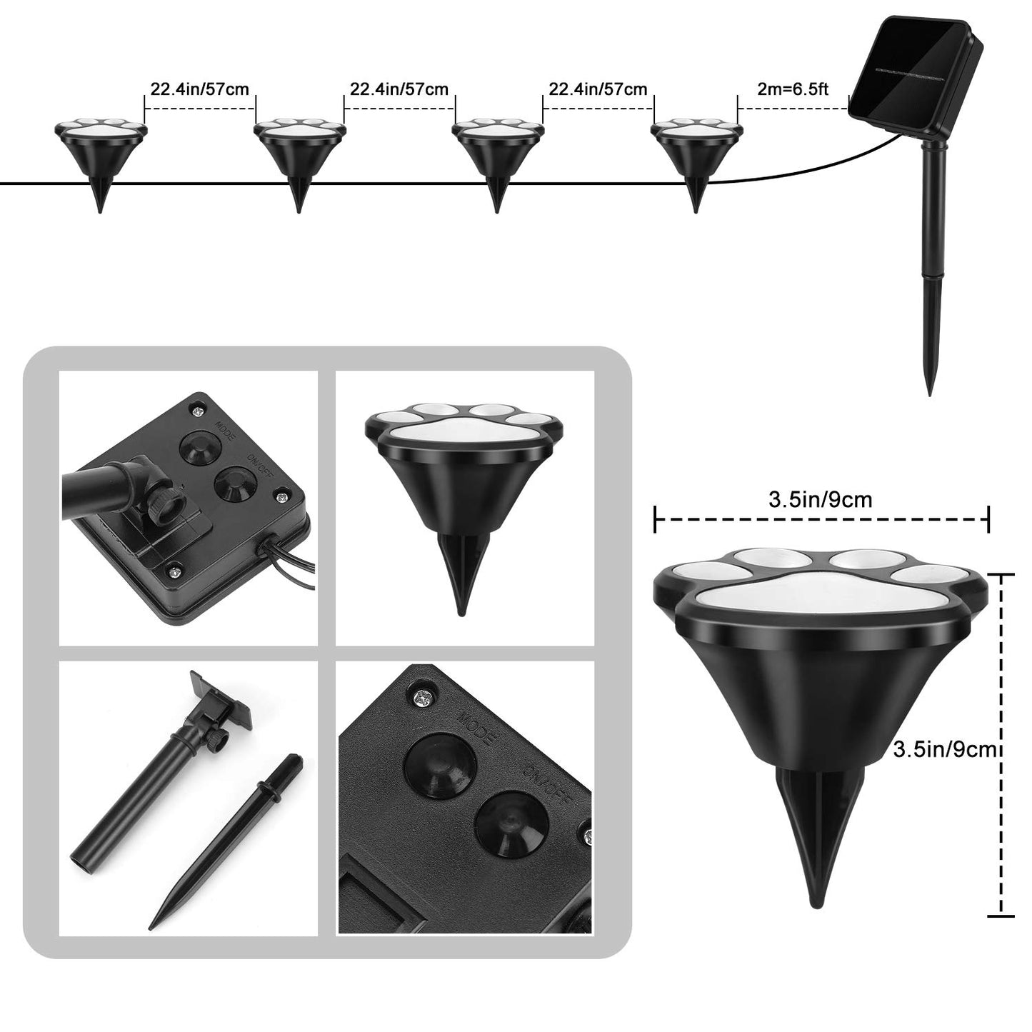 AIDDOMM 16.8ft Solar Paw Print Lights, Cat Dog Animal Solar String Lights (Set of 8) Outdoor Decoration, Warm Up Your Pet and Make The Garden More